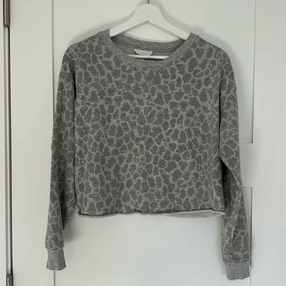 Crop Leopard Print Sweatshirt